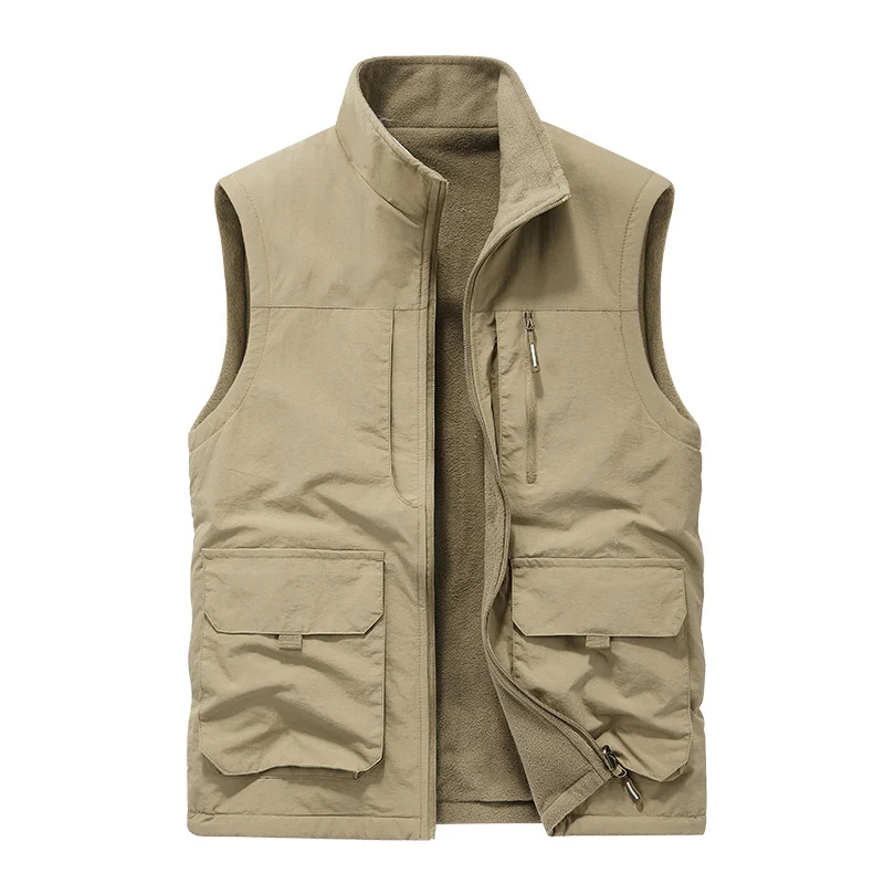 Herren Multifunktionale Outdoor-Utility-Weste mit Microfleece‑Innenlage und Mehrfachtaschen Nord Taschen