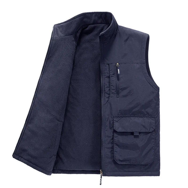 Herren Multifunktionale Outdoor-Utility-Weste mit Microfleece‑Innenlage und Mehrfachtaschen Nord Taschen