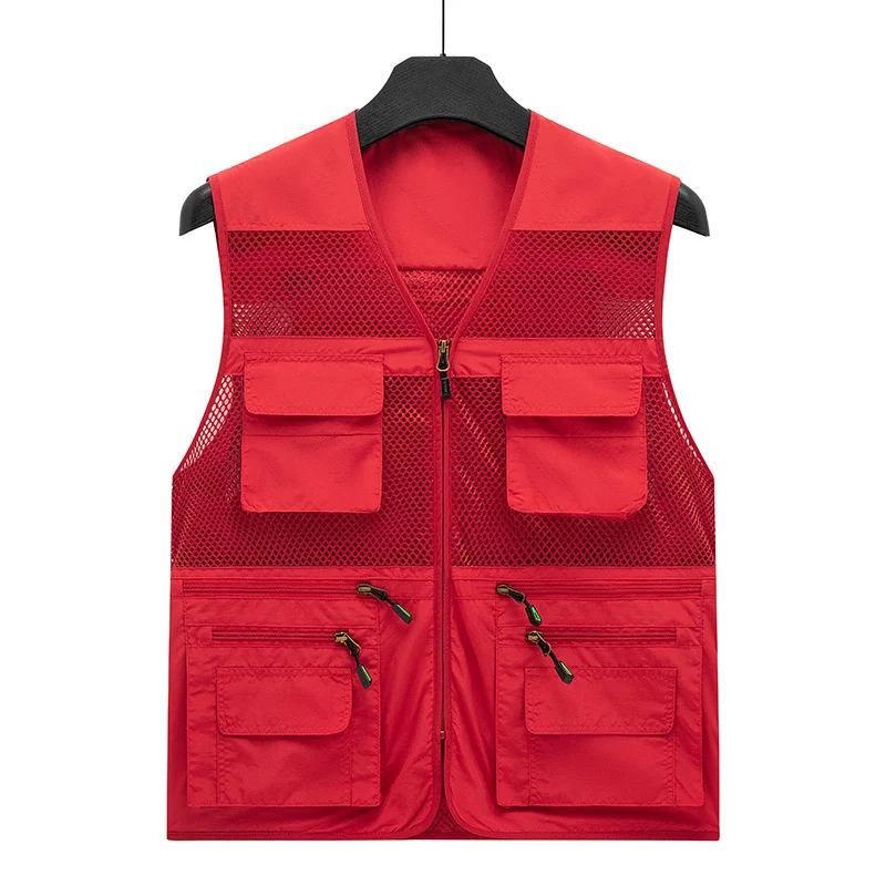 Herren Multifunktionale Mesh-Utility-Weste mit Reißverschluss und Mehrfach-Taschen Nord Taschen