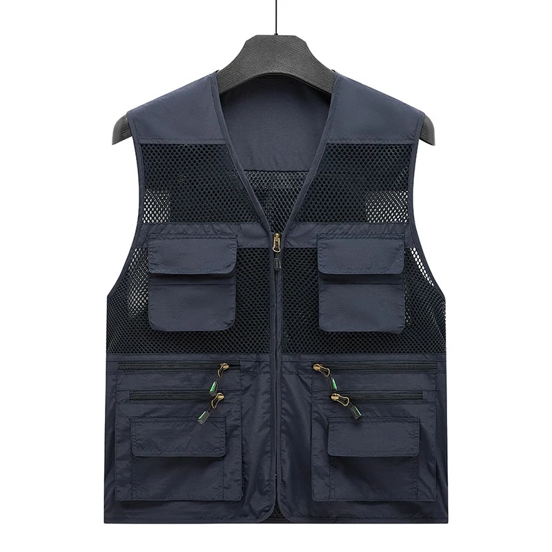 Herren Multifunktionale Mesh-Utility-Weste mit Reißverschluss und Mehrfach-Taschen Nord Taschen