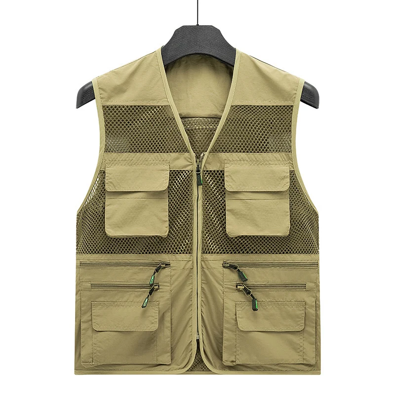 Herren Multifunktionale Mesh-Utility-Weste mit Reißverschluss und Mehrfach-Taschen Nord Taschen