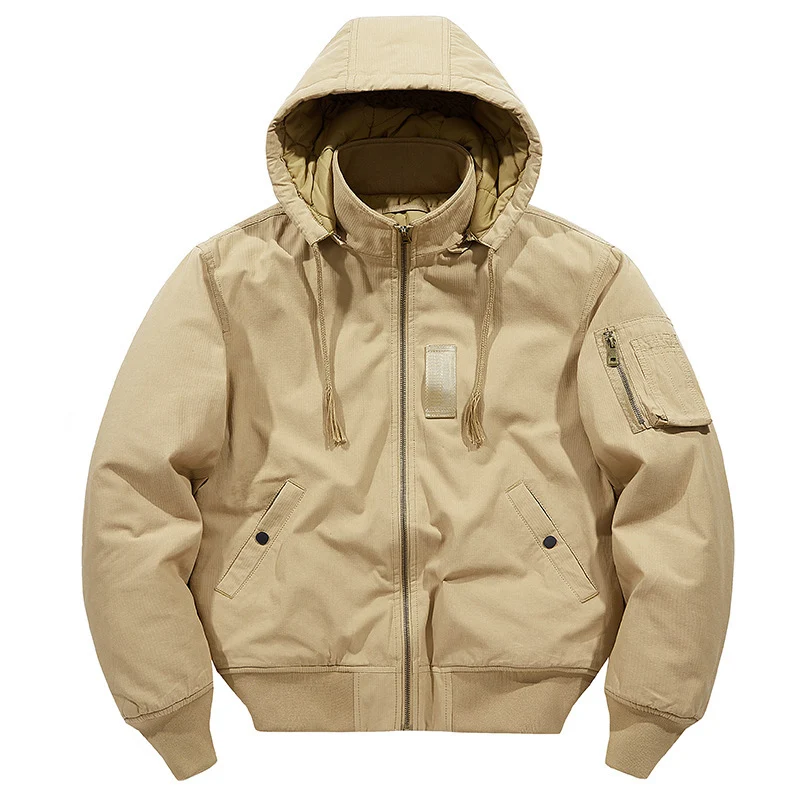 Herren multifunktionale Feldjacke im Bomberstil mit Kapuze und Ärmel-Tasche Nord Taschen