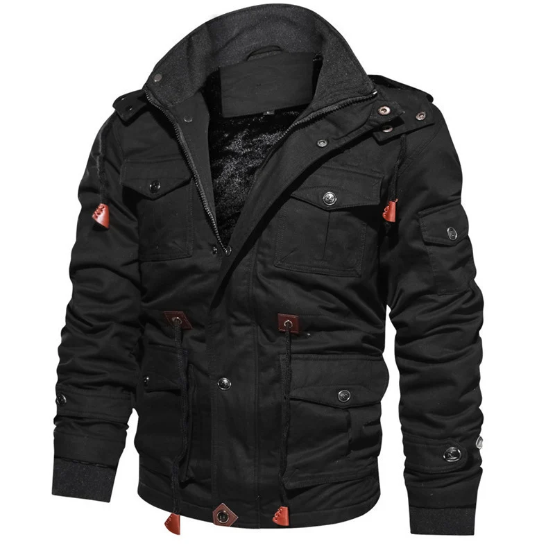 Herren Multifunktionale Canvas-Fieldjacke mit Teddyfleece-Innenlage, Kapuze und Utility-Taschen Nord Taschen