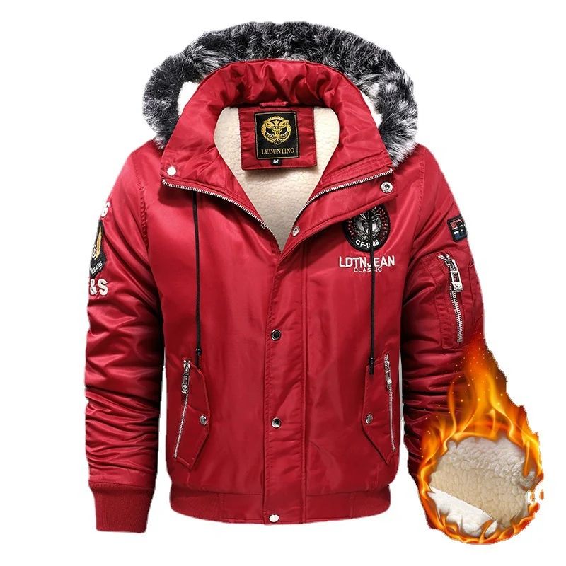 Herren gefütterte Winterparka mit Teddyfutter, Kunstfellkapuze und multiplen Reißverschlusstaschen Nord Taschen
