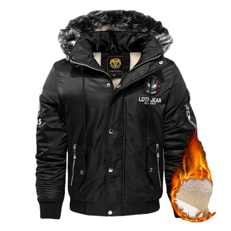 Herren gefütterte Winterparka mit Teddyfutter, Kunstfellkapuze und multiplen Reißverschlusstaschen Nord Taschen