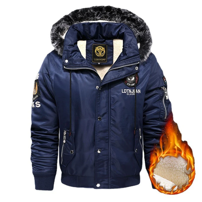 Herren gefütterte Winterparka mit Teddyfutter, Kunstfellkapuze und multiplen Reißverschlusstaschen Nord Taschen