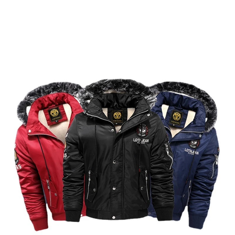 Herren gefütterte Winterparka mit Teddyfutter, Kunstfellkapuze und multiplen Reißverschlusstaschen Nord Taschen