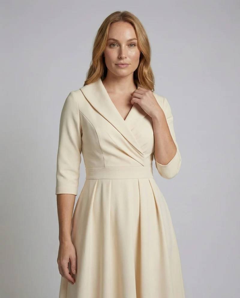 Damen Retro-Midikleid mit Schalkragen