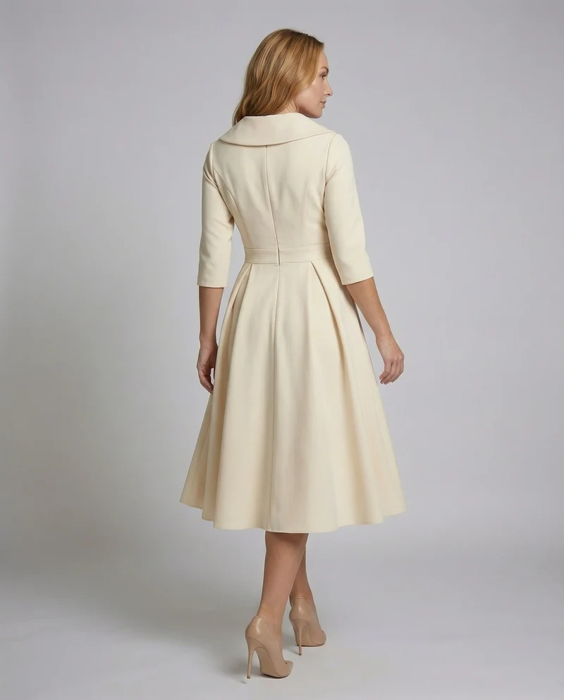 Damen Retro-Midikleid mit Schalkragen