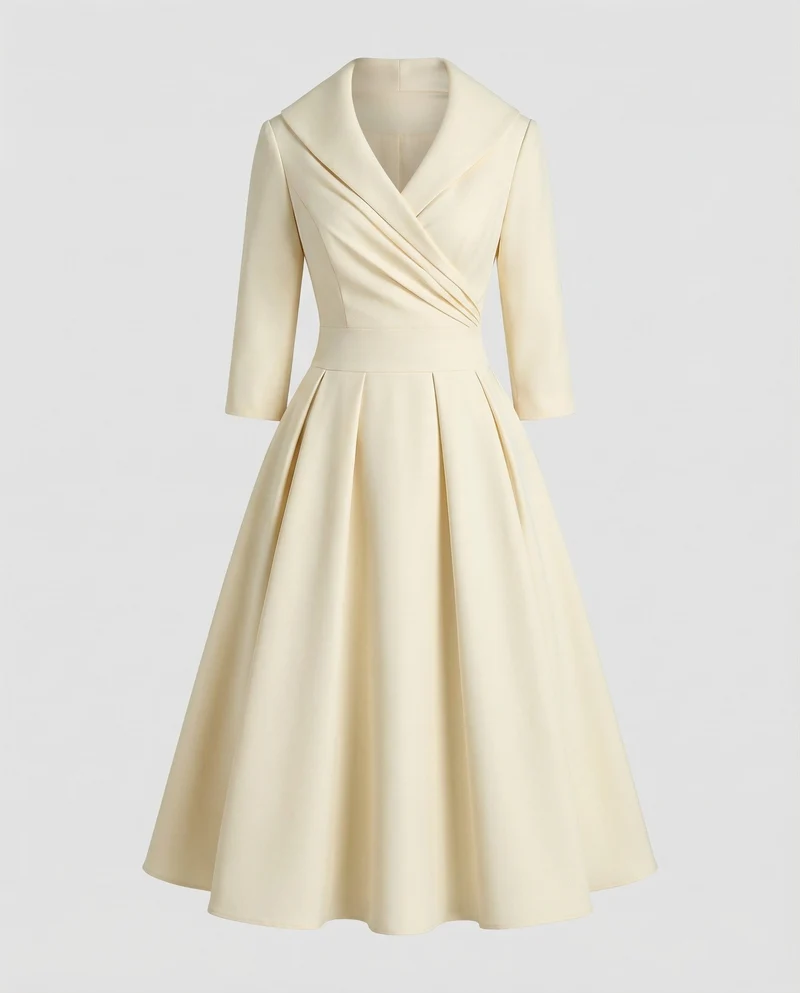 Damen Retro-Midikleid mit Schalkragen