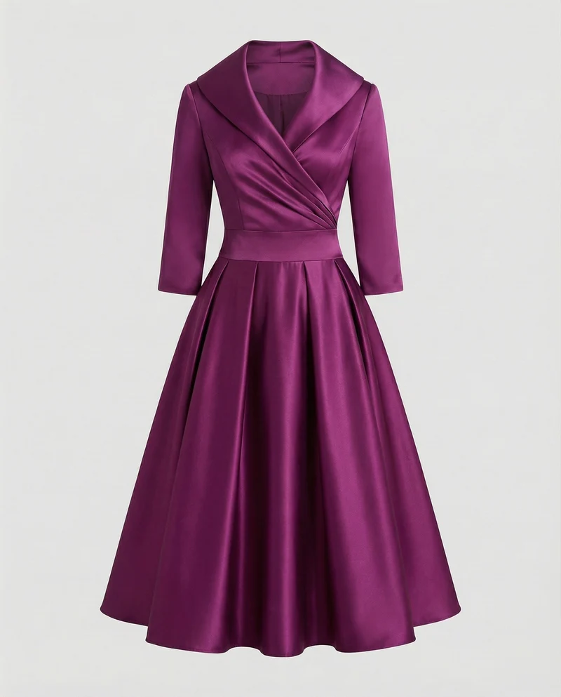 Damen Retro-Midikleid mit Schalkragen