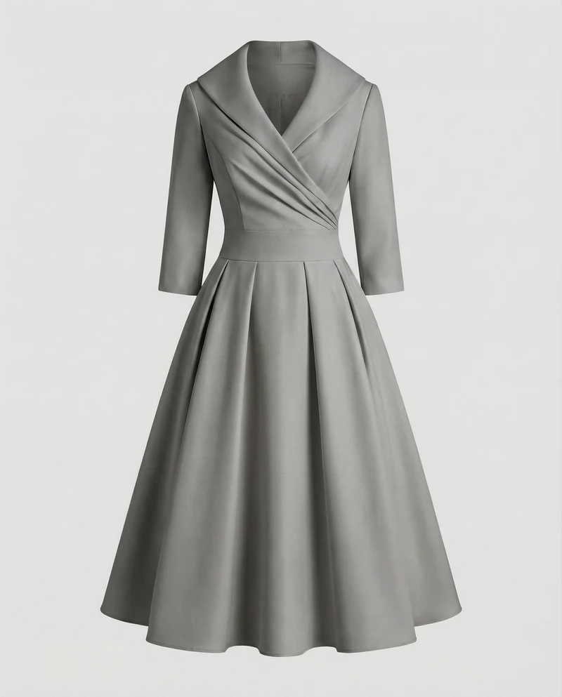 Damen Retro-Midikleid mit Schalkragen
