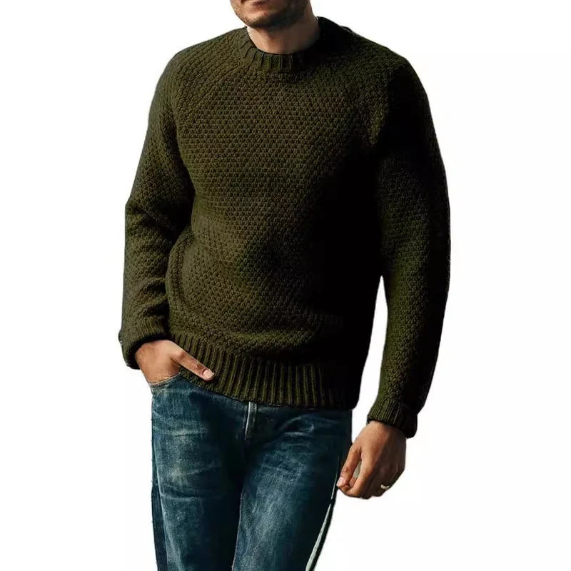 Herren Raglan-Strukturpullover mit Wabenstruktur und Rippbündchen Nord Taschen