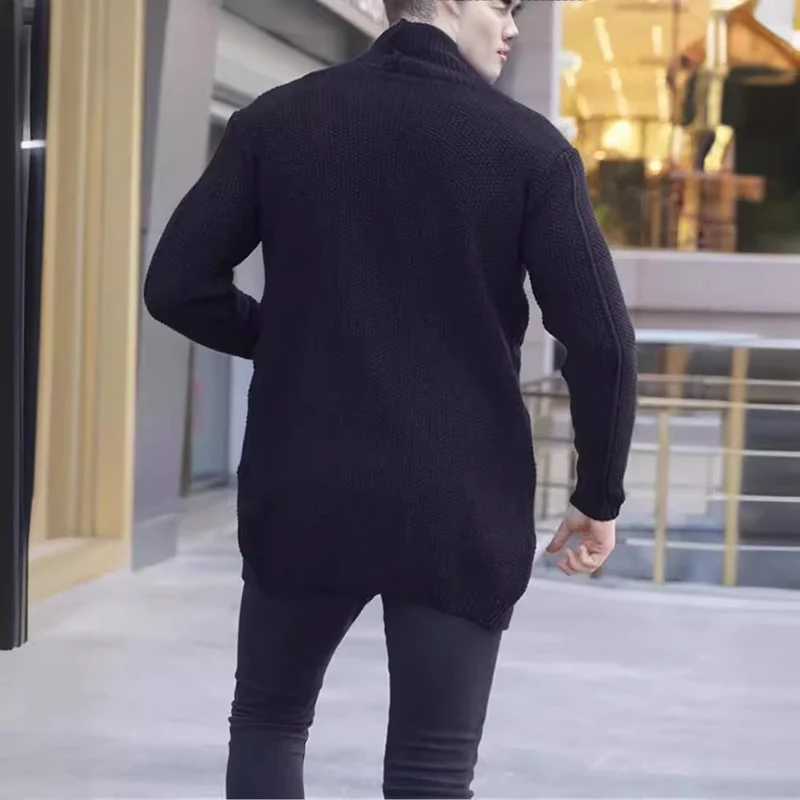Herren Longline-Strickcardigan mit Schalkragen, Zopf- und Perlmuster Nord Taschen