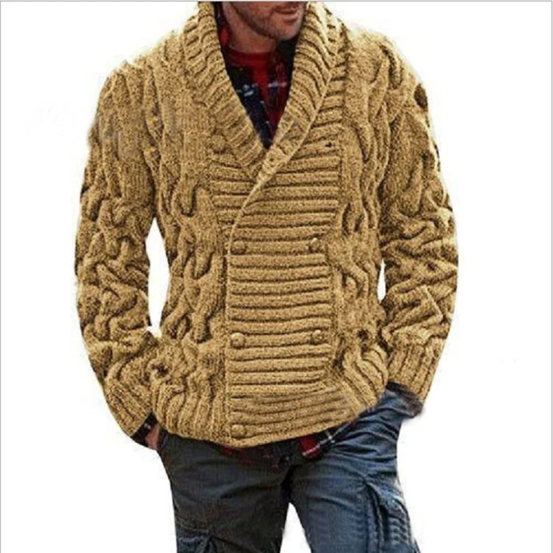 Herren Grobstrick-Cardigan mit Schalkragen und Zopfmuster Nord Taschen
