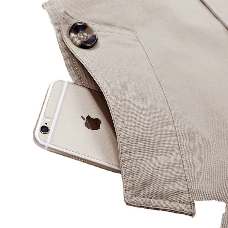 Herren mittellanger Kapuzenparka mit kariertem Innenfutter und verdeckter Zip‑Knopfleiste Nord Taschen