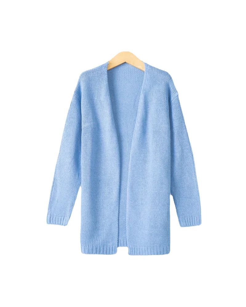 Damen Longline Strickcardigan ohne Verschluss mit offener Front und feiner Rippkante Nord Taschen