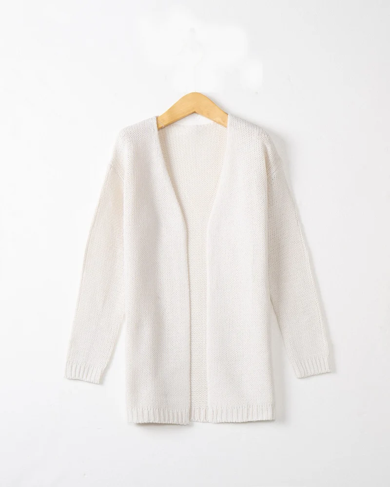 Damen Longline Strickcardigan ohne Verschluss mit offener Front und feiner Rippkante Nord Taschen