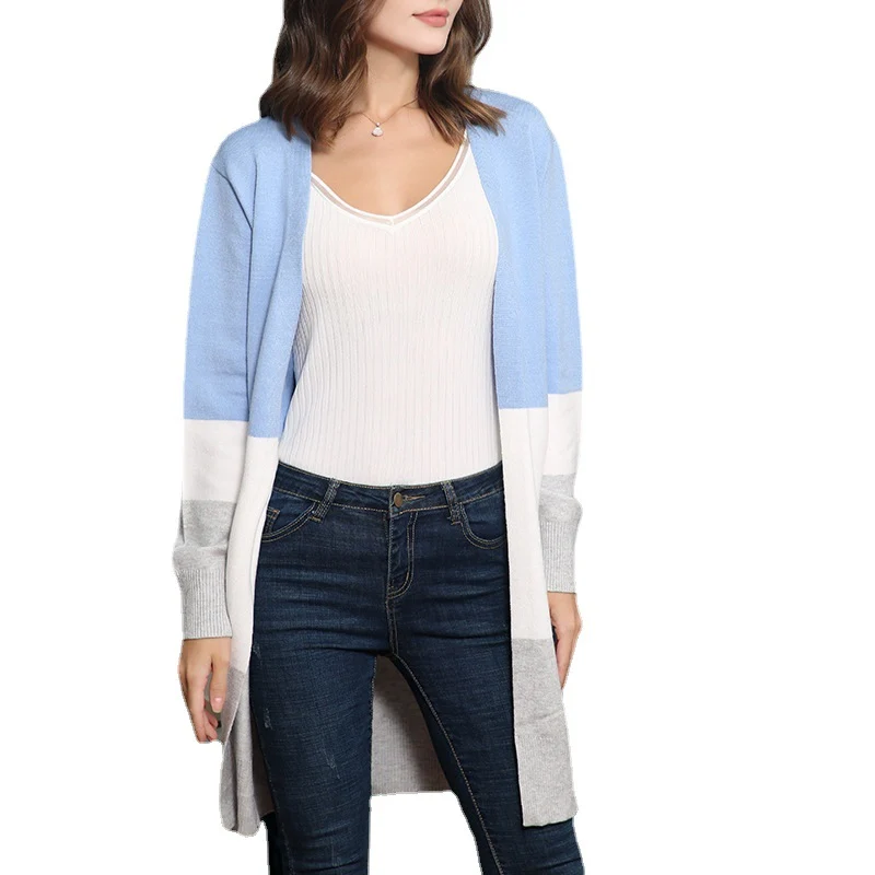 Damen Longcardigan mit Colorblock-Design, offener Front und gerippten Bündchen Nord Taschen