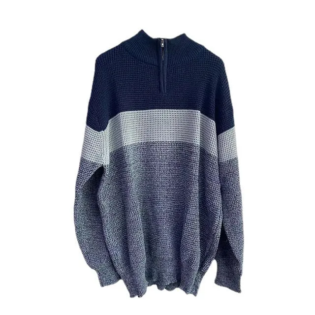 Herren Grobgestrickter Strukturstrick-Pullover mit halbem Reißverschluss und Raglanärmeln Nord Taschen