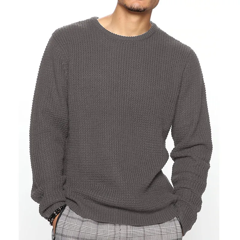 Herren Grobgestrickter Rundhals-Pullover mit Körbchenmuster und Relaxed-Fit Nord Taschen