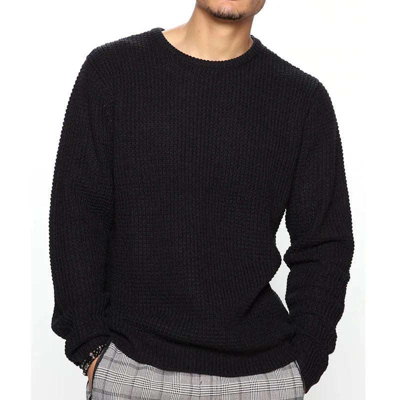 Herren Grobgestrickter Rundhals-Pullover mit Körbchenmuster und Relaxed-Fit Nord Taschen