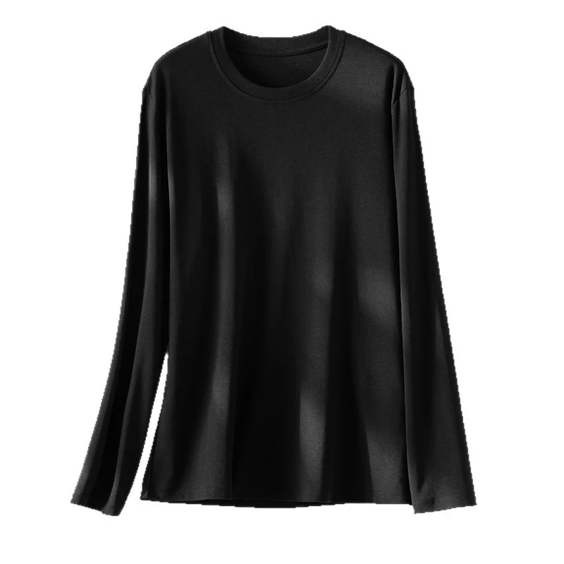 Damen Langärmeliges Feines Modal-Basicshirt mit Rundhalsausschnitt Nord Taschen