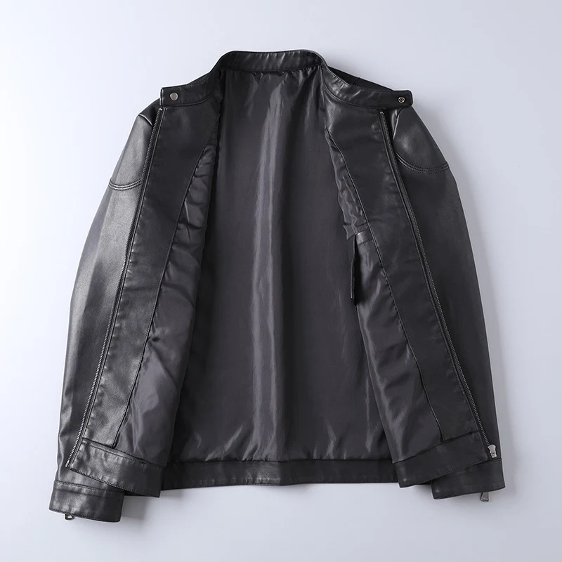 Herren Minimalistisches Kunstleder-Blouson mit Stehkragen und seitlichen Reißverschlusstaschen Nord Taschen