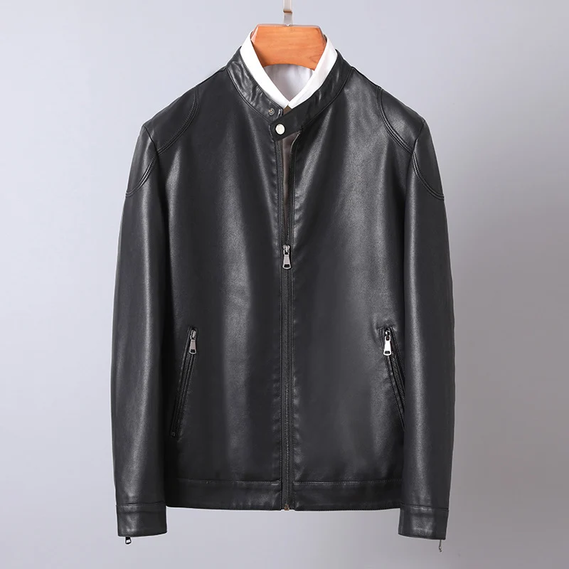 Herren Minimalistisches Kunstleder-Blouson mit Stehkragen und seitlichen Reißverschlusstaschen Nord Taschen