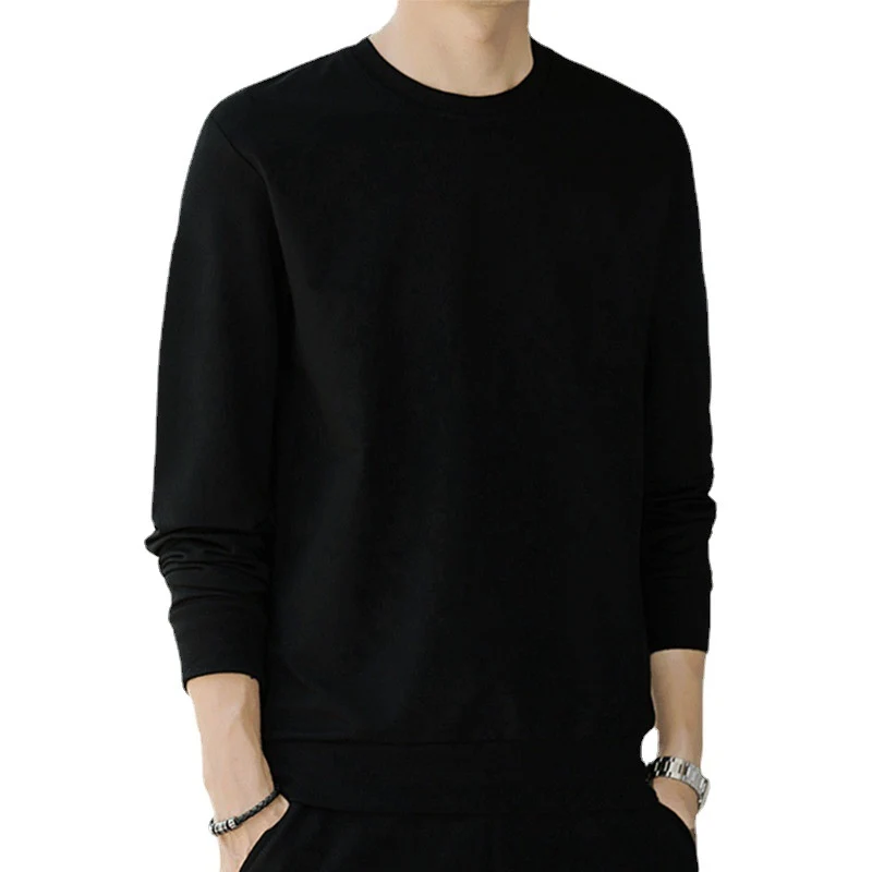 Herren Minimalistisches Baumwoll-Sweatshirt mit Rundhals und gerippten Bündchen Nord Taschen