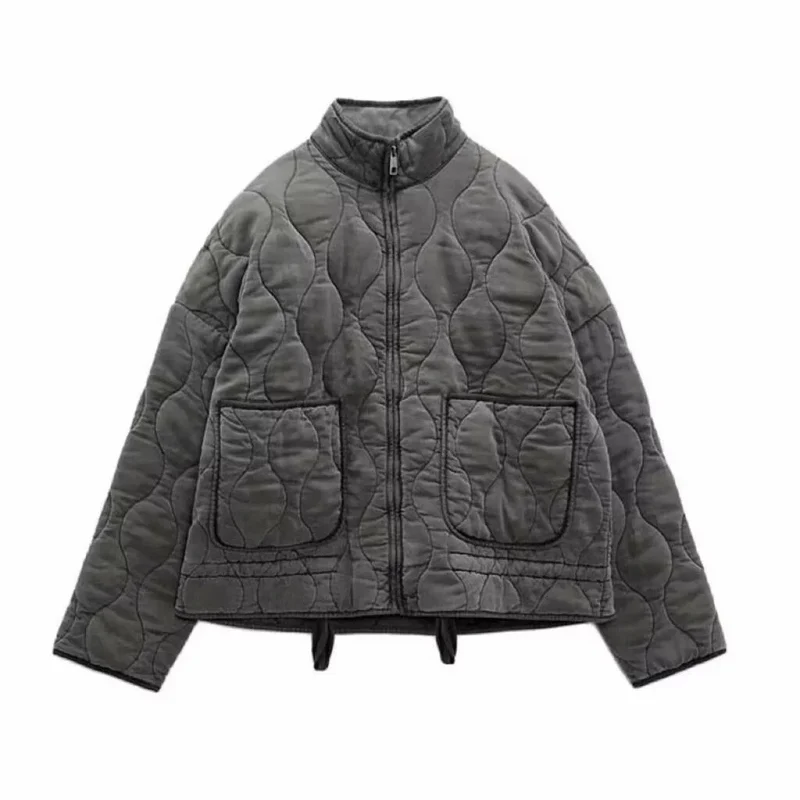 Unisex Stepp-Überjacke mit Stehkragen, aufgesetzten Taschen und Kordelzug Nord Taschen