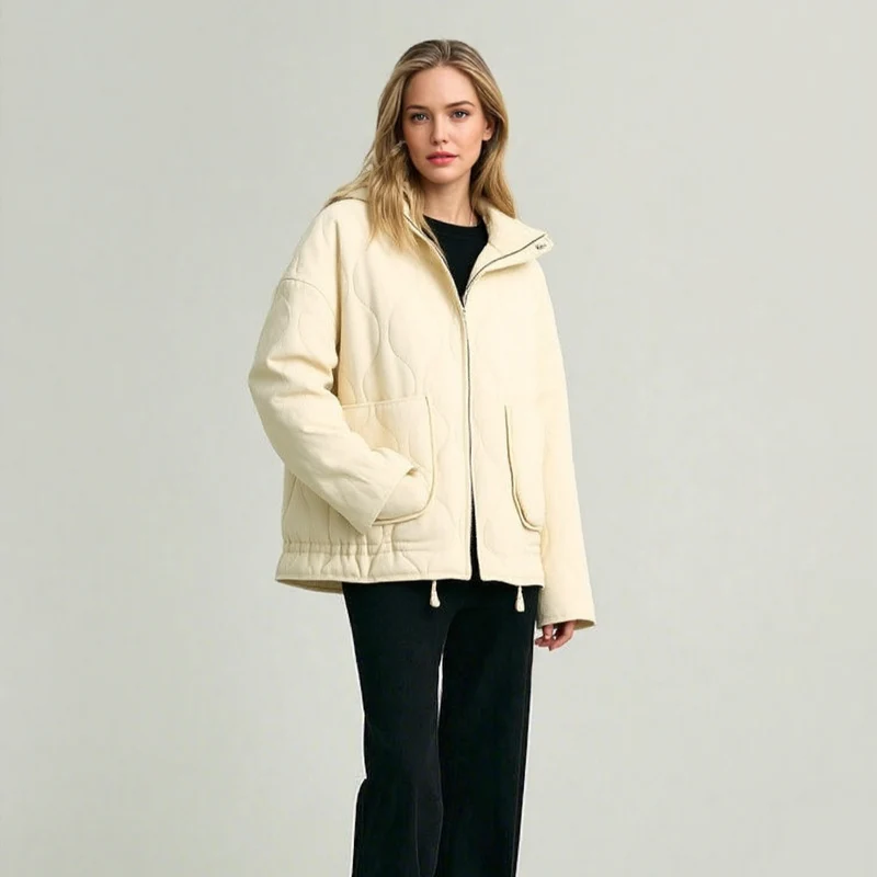 Unisex Stepp-Überjacke mit Stehkragen, aufgesetzten Taschen und Kordelzug Nord Taschen
