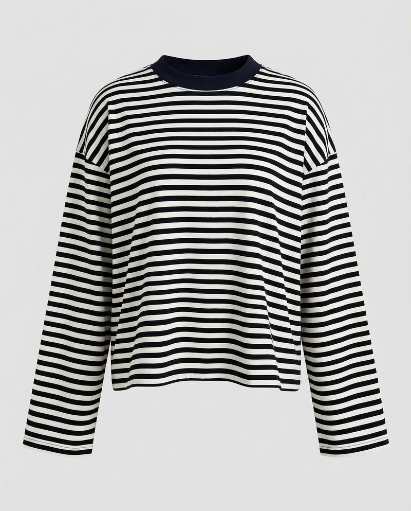 Damen Langarmshirt Breton-Stil Boxy-Schnitt - Vittorelli