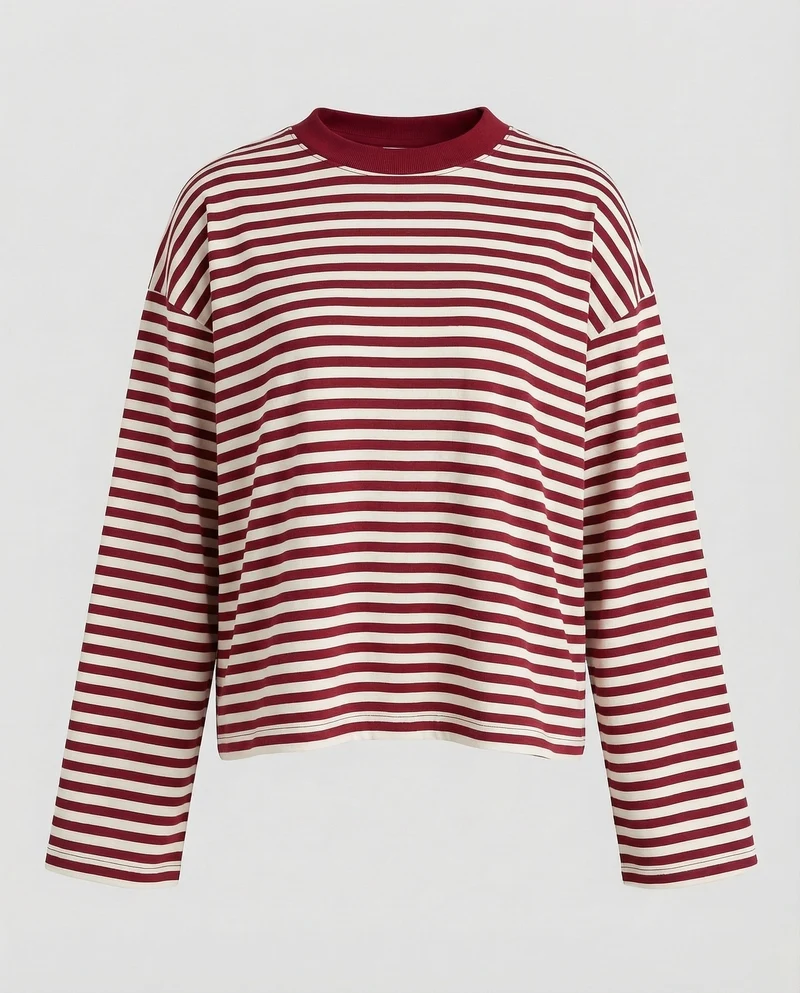 Damen Langarmshirt Breton-Stil Boxy-Schnitt - Vittorelli