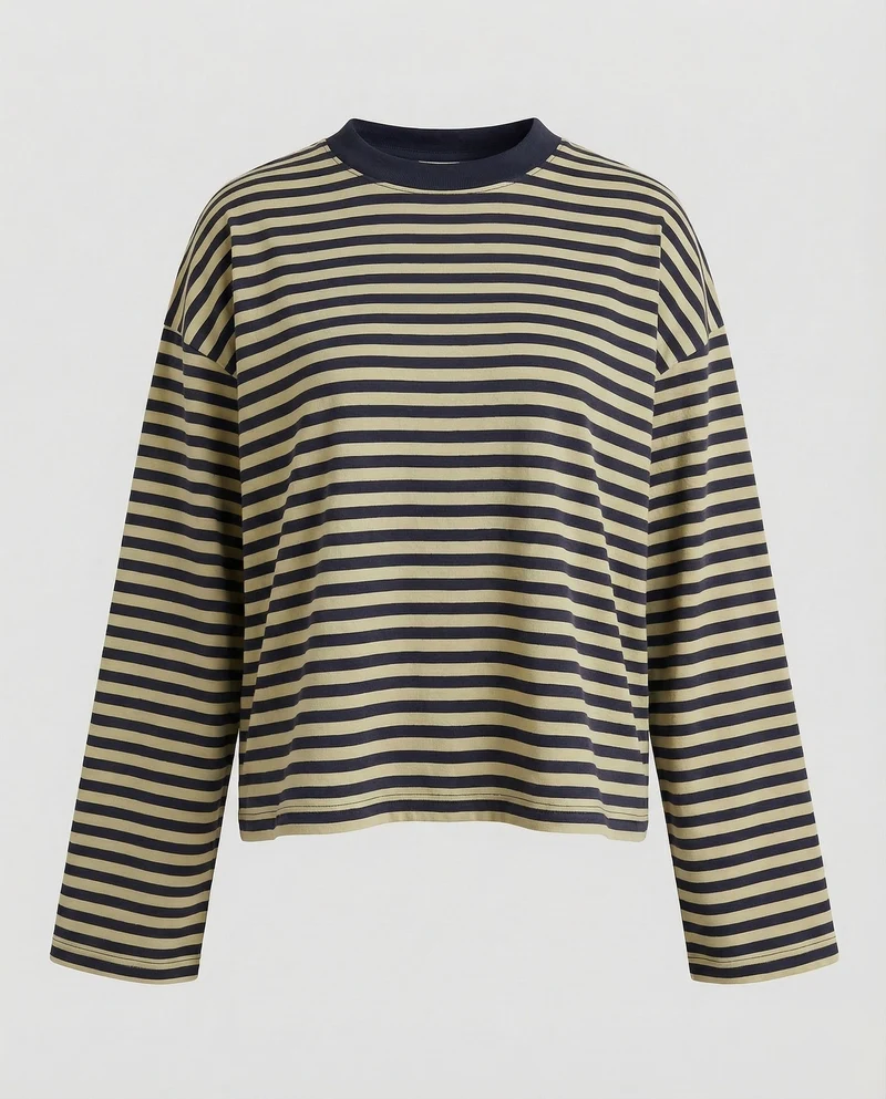 Damen Langarmshirt Breton-Stil Boxy-Schnitt - Vittorelli