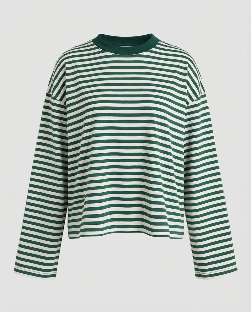 Damen Langarmshirt Breton-Stil Boxy-Schnitt - Vittorelli
