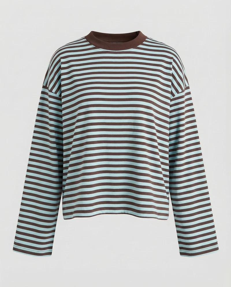 Damen Langarmshirt Breton-Stil Boxy-Schnitt - Vittorelli