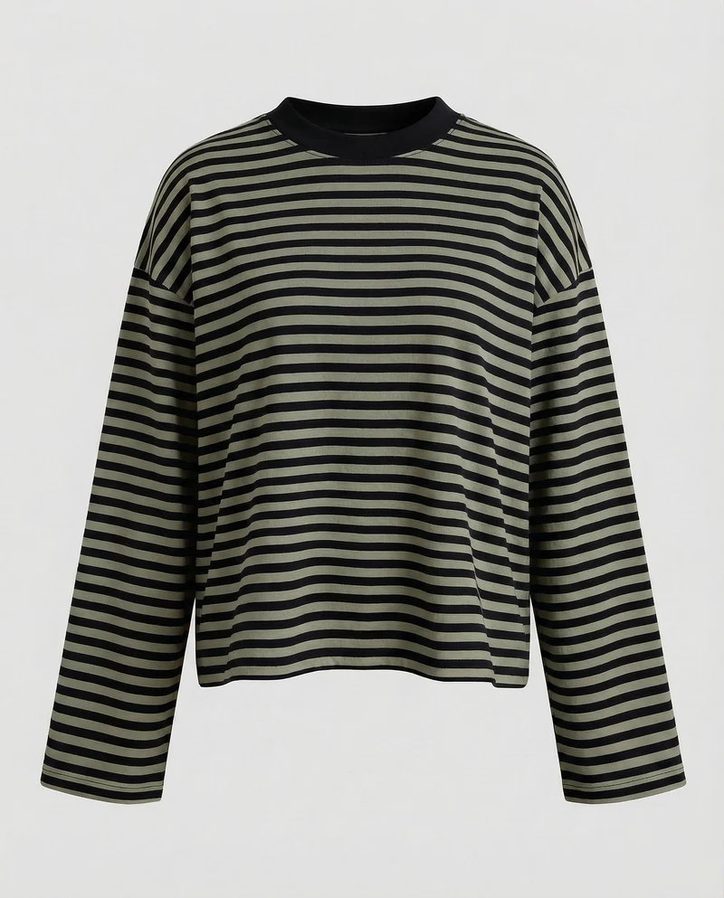 Damen Langarmshirt Breton-Stil Boxy-Schnitt - Vittorelli