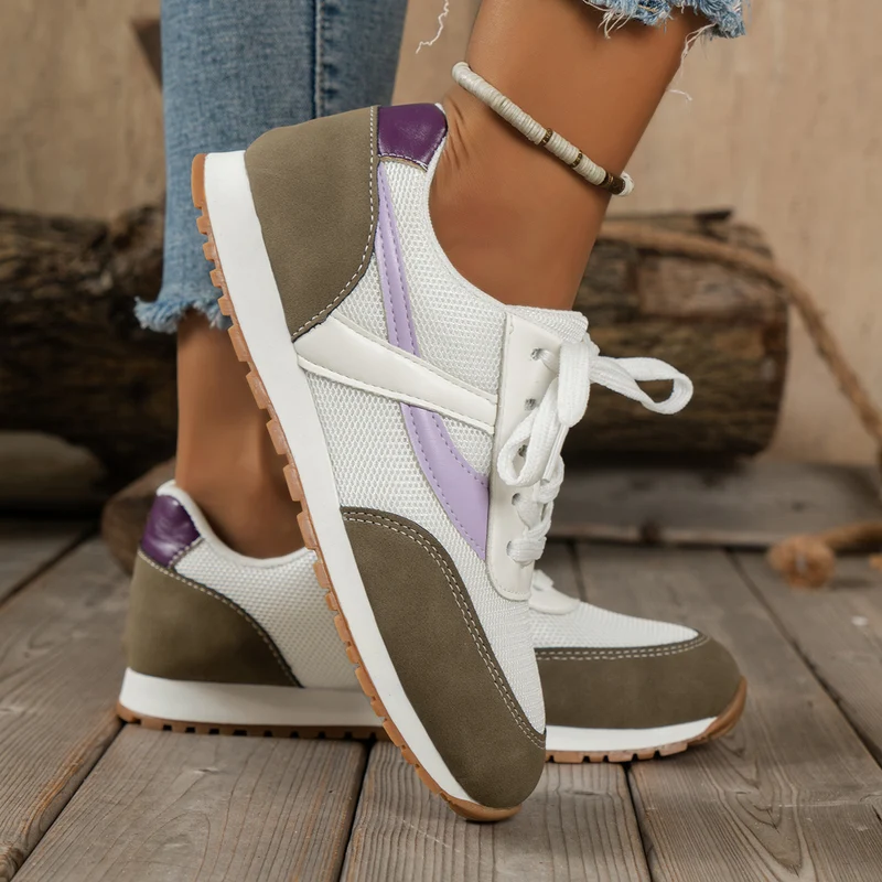 Damen leichte Retro-Lauf-Sneaker mit verstärkter Zehenkappe, atmungsaktivem Mesh-Obermaterial und profilierter Gummilaufsohle Nord Taschen