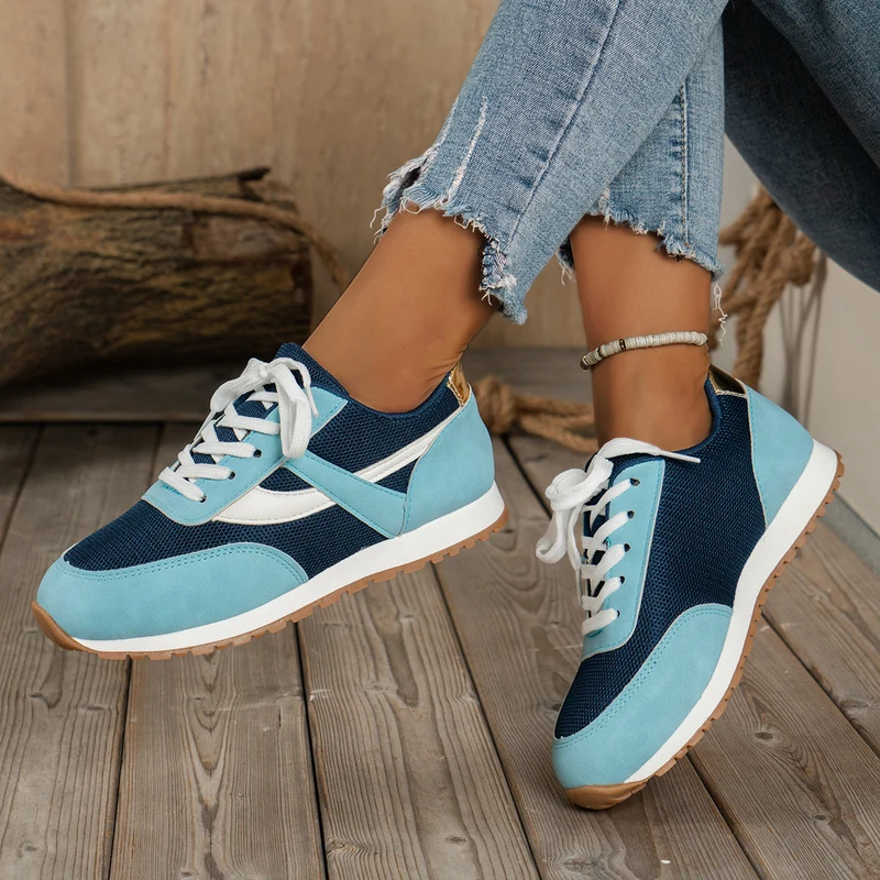 Damen leichte Retro-Lauf-Sneaker mit verstärkter Zehenkappe, atmungsaktivem Mesh-Obermaterial und profilierter Gummilaufsohle Nord Taschen
