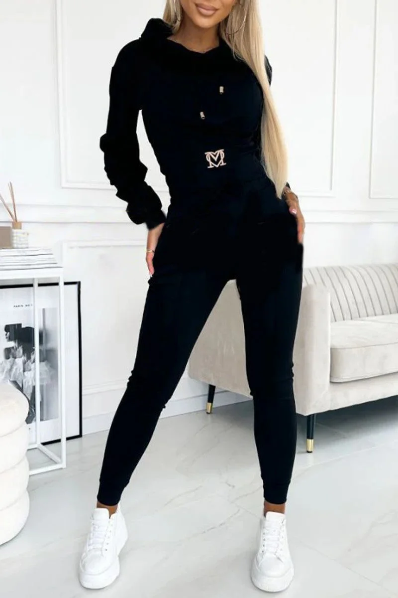 Damen Sportliches Jumpsuit-Set mit Kapuze und elastischem Bund - Vittorelli
