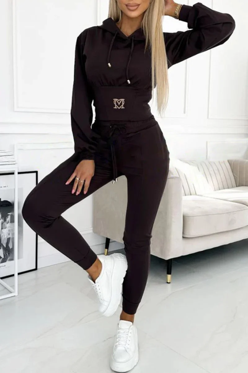 Damen Sportliches Jumpsuit-Set mit Kapuze und elastischem Bund - Vittorelli