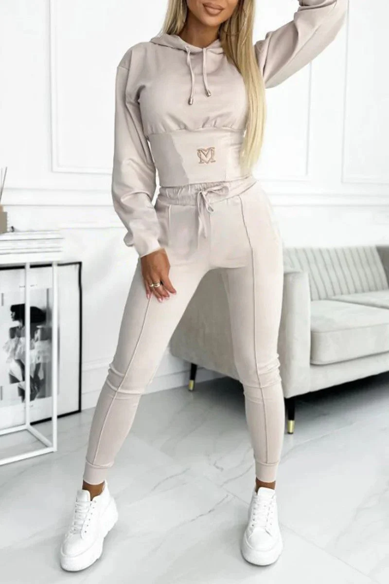 Damen Sportliches Jumpsuit-Set mit Kapuze und elastischem Bund - Vittorelli