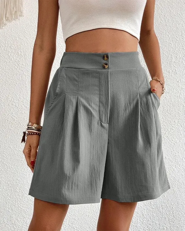 Hoch taillierte Damen Shorts mit weitem Schnitt