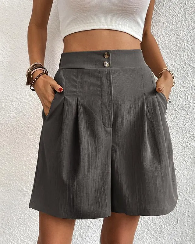 Hoch taillierte Damen Shorts mit weitem Schnitt