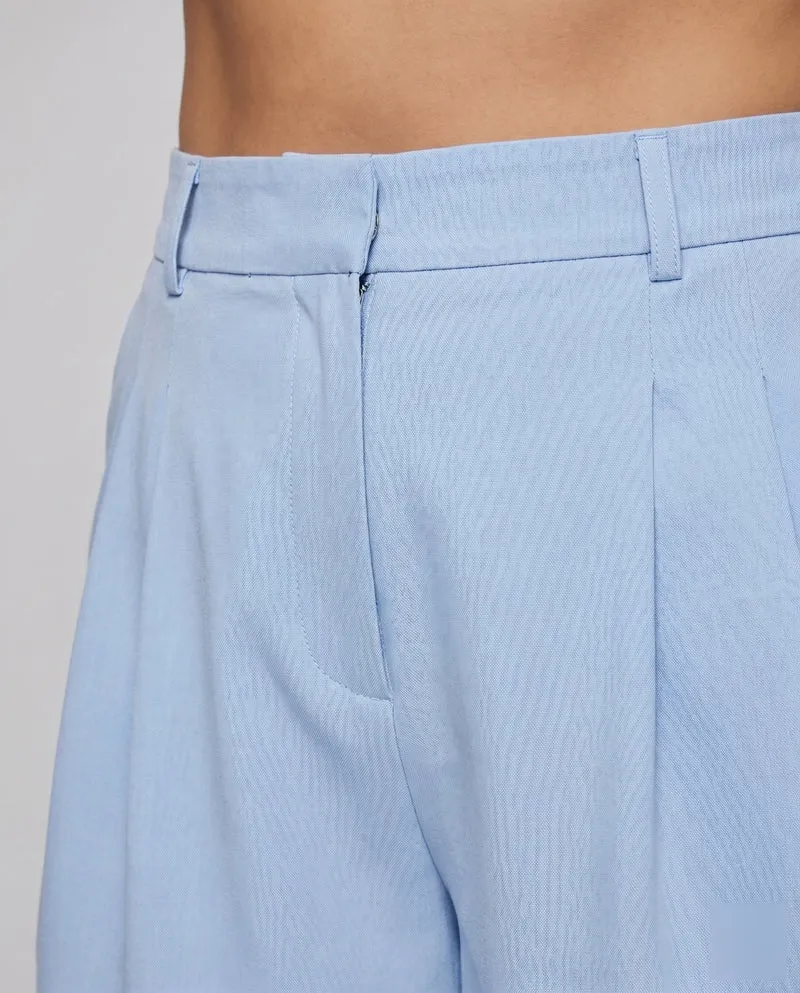 Damen weite Hochtaillierte Shorts mit plissierten Details