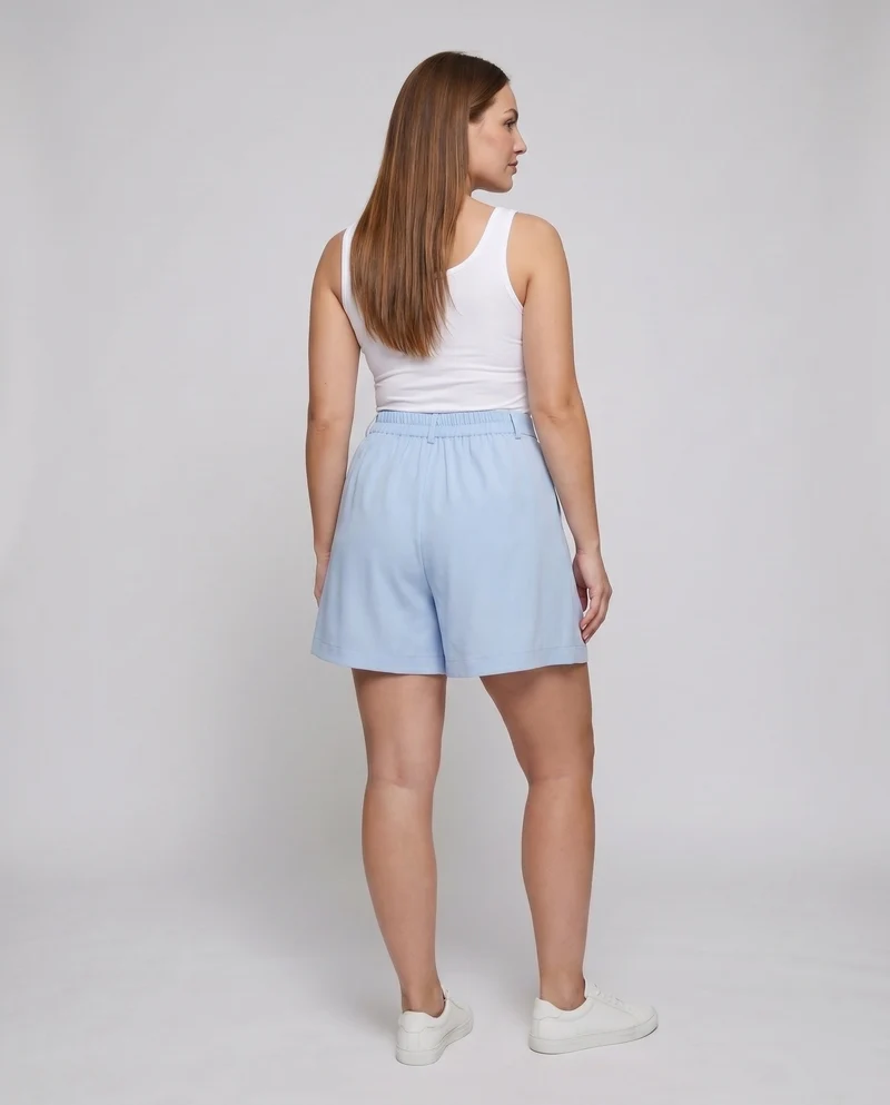 Damen weite Hochtaillierte Shorts mit plissierten Details