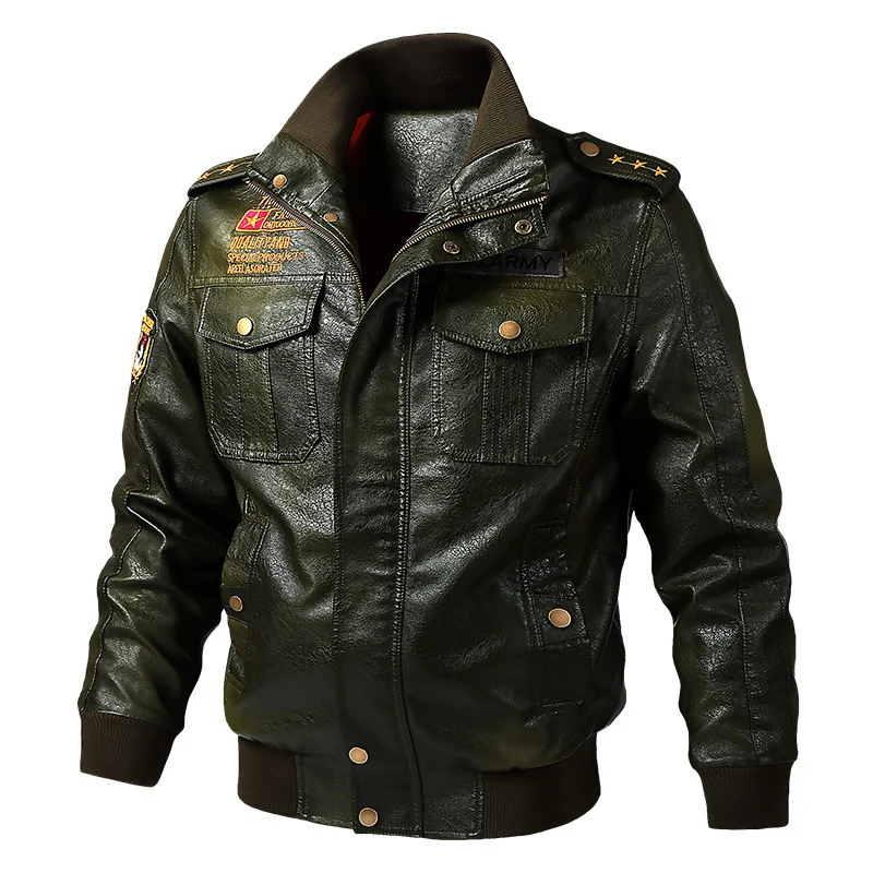 Herren Military-inspirierter Aviator-Blouson mit Schulterepauletten und Pattentaschen Nord Taschen