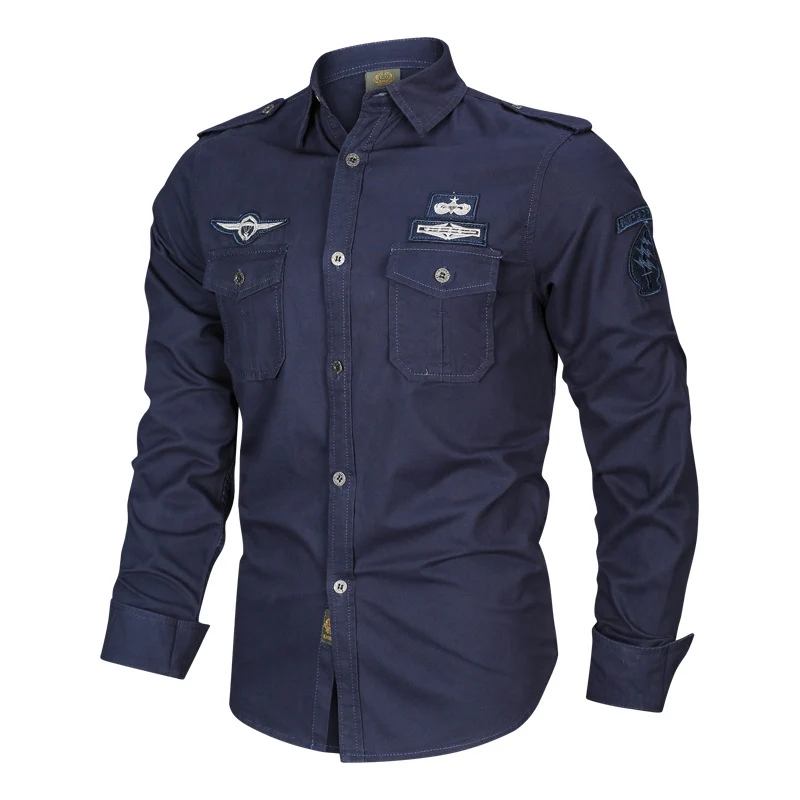 Herren Military-Hemd mit Schulterpatten, aufgesetzten Brusttaschen und Badge-Applikationen Nord Taschen