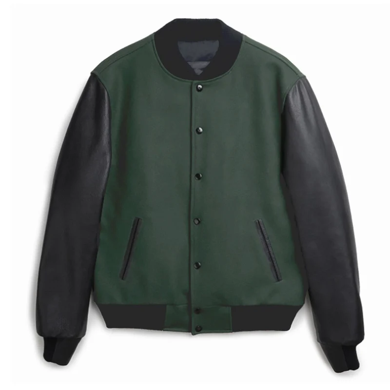 Herren Varsity‑Bomberjacke im College‑Stil mit Wollkörper und Lederärmeln Nord Taschen
